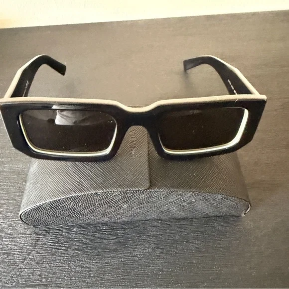 Prada Women’s Black Rectangular Sunglasses - Picture 6 of 11